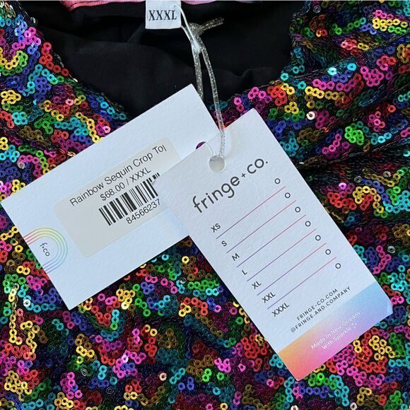 Fringe & Co NWT Rainbow Sequin Crop Top XXXL - Picture 7 of 10